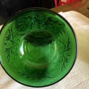 Anchor Hawking Green Pressed Glass Decorative Round Bowls Set of 2 Forest Green